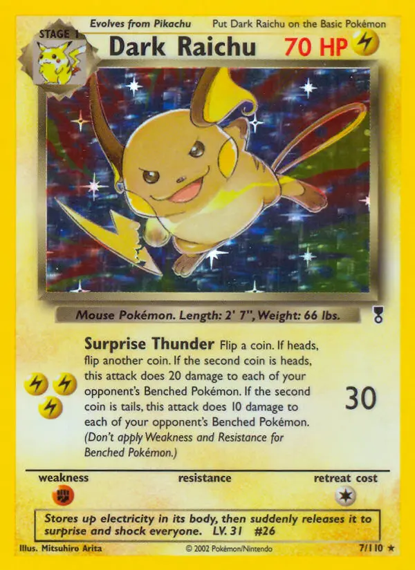 Dark Raichu 7 card from Legendary Collection