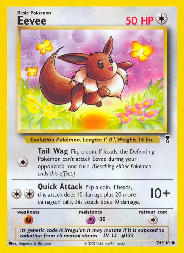 Eevee 74 card from Legendary Collection