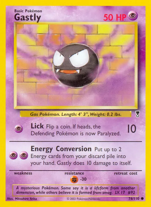 Gastly 76 card from Legendary Collection