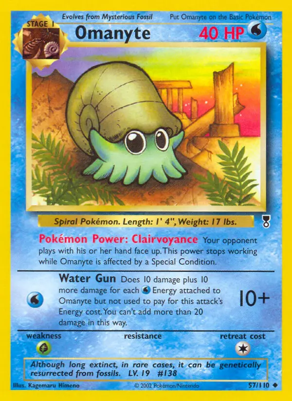Omanyte 57 card from Legendary Collection