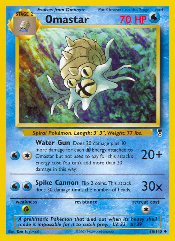 Omastar 58 card from Legendary Collection