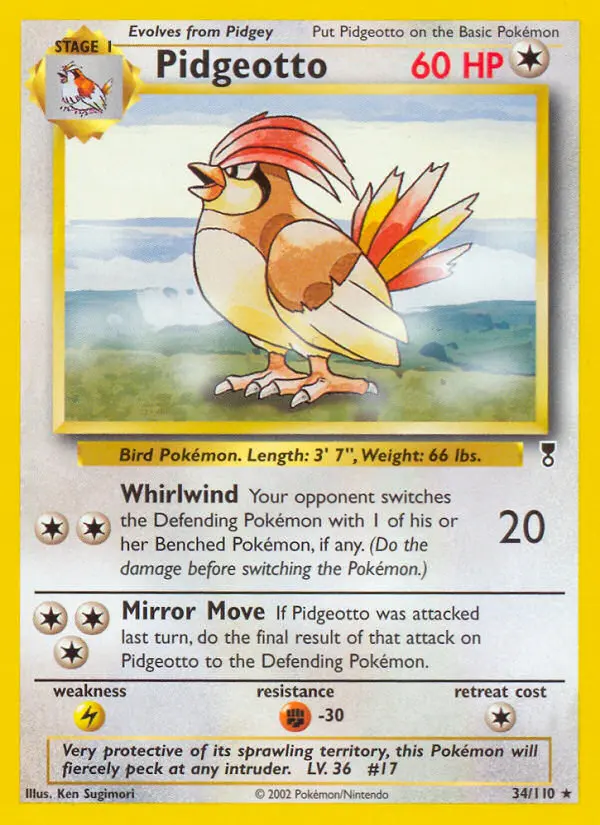 Pidgeotto 34 card from Legendary Collection