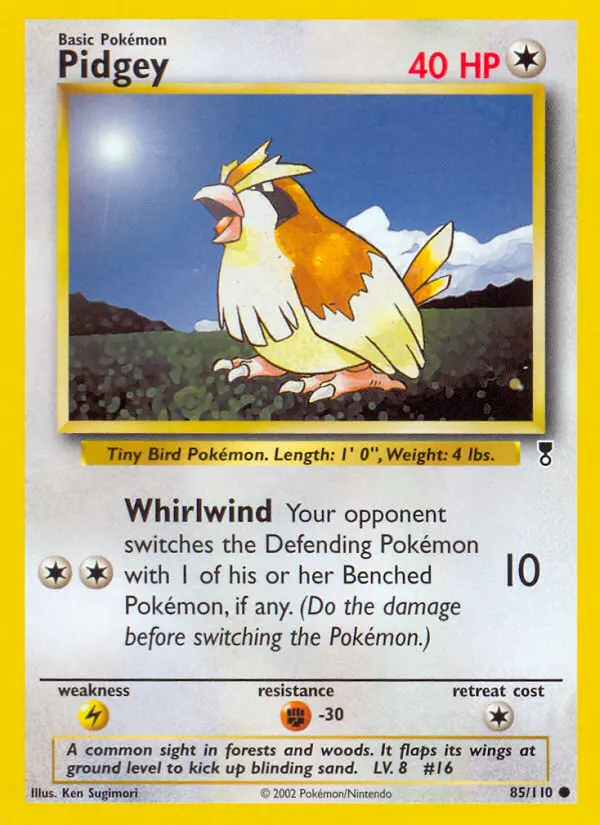 Pidgey 85 card from Legendary Collection
