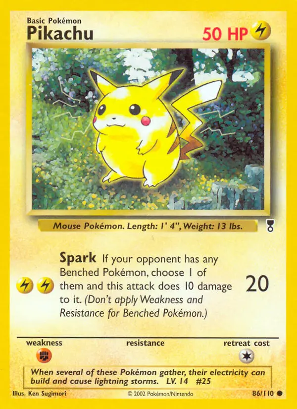 Pikachu 86 card from Legendary Collection