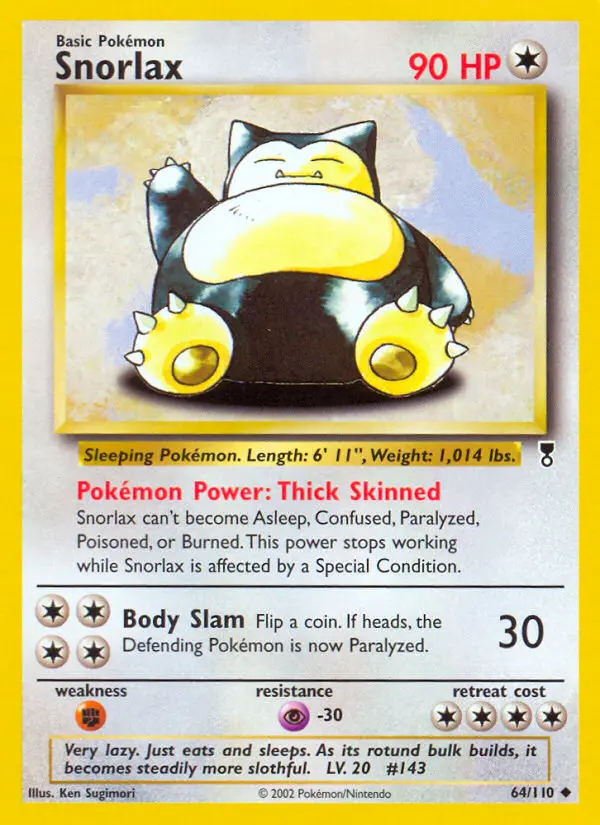 Snorlax 64 card from Legendary Collection