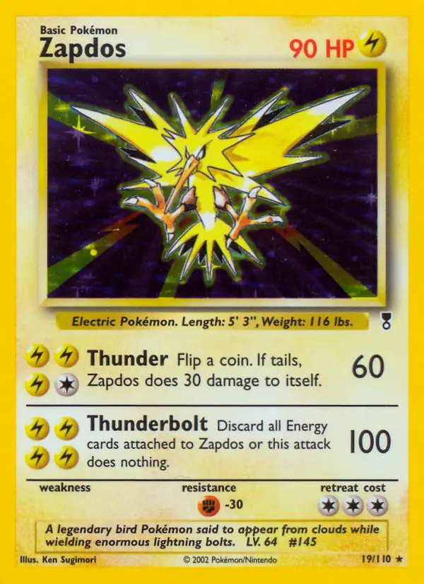 Zapdos 19 card from Legendary Collection