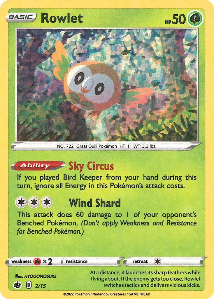 Rowlet 2 card from McDonald's Collection 2022