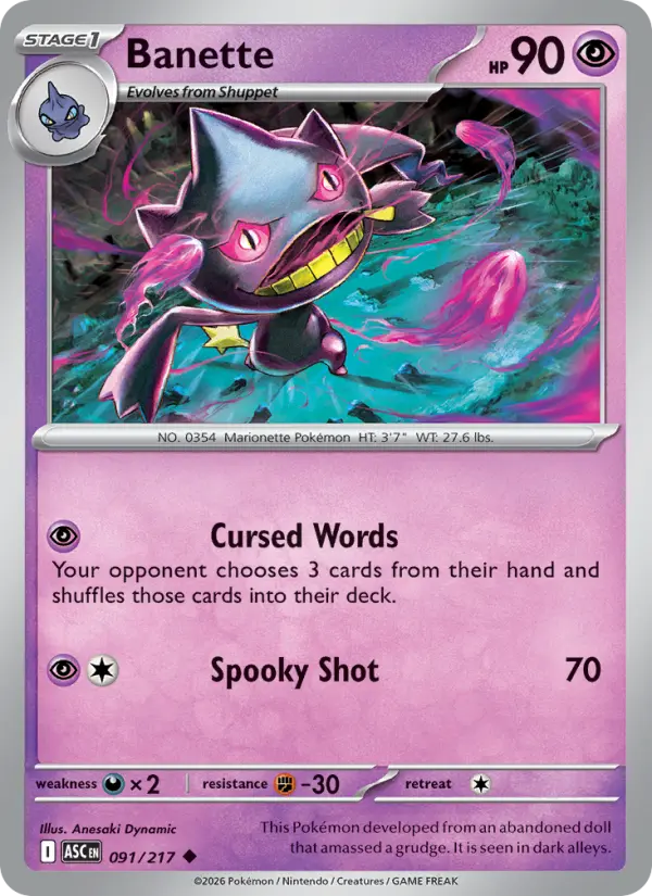 Banette 91 card from Ascended Heroes