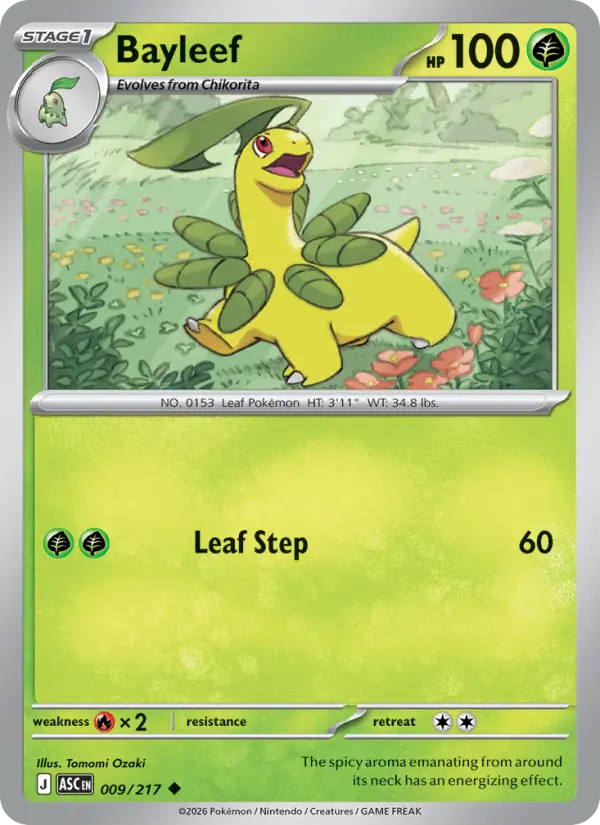 Bayleef 9 — Ascended Heroes 9, Reverse Holofoil finish