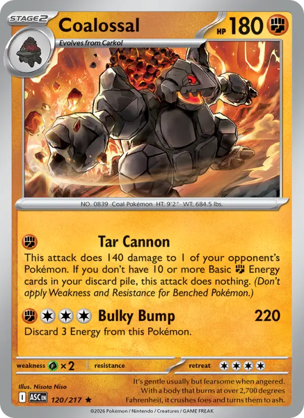 Coalossal 120 card from Ascended Heroes