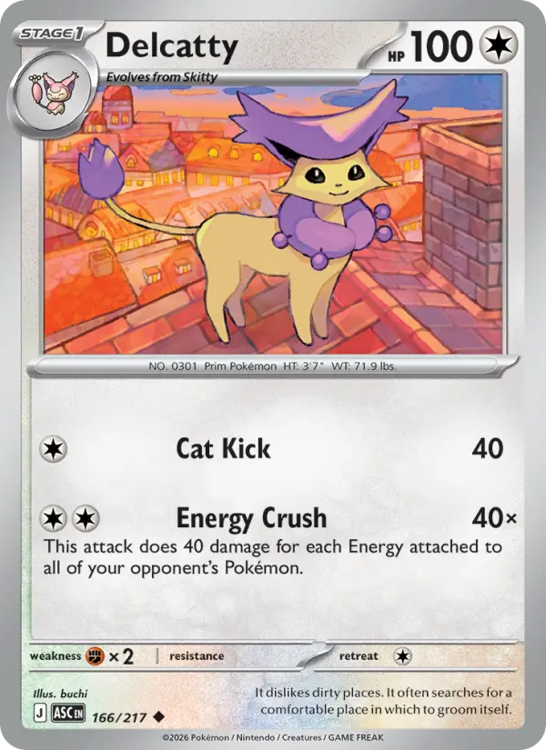 Delcatty 166 — Ascended Heroes 166, Reverse Holofoil finish