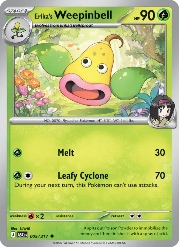 Erika's Weepinbell 5 card from Ascended Heroes