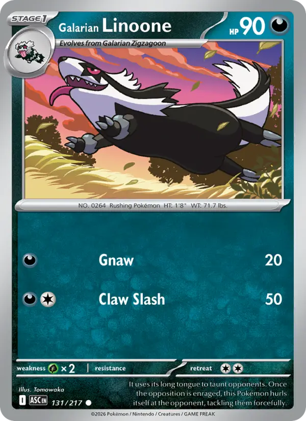 Galarian Linoone 131 — Ascended Heroes 131, Reverse Holofoil finish