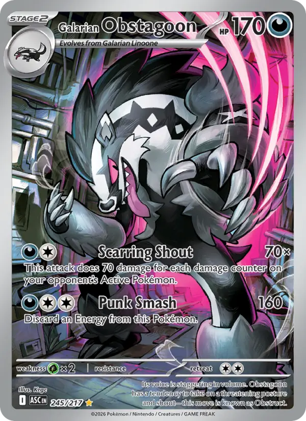 Galarian Obstagoon 245 — Ascended Heroes 245, Holofoil finish