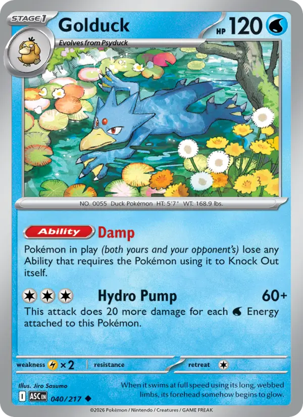 Golduck 40 — Ascended Heroes 40, Reverse Holofoil finish