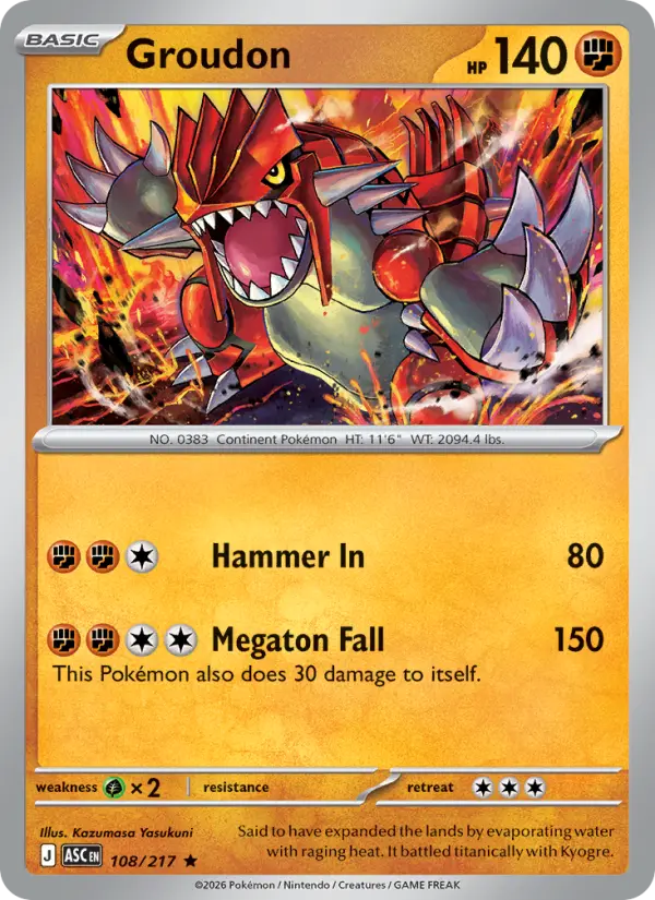 Groudon 108 — Ascended Heroes 108, Reverse Holofoil finish