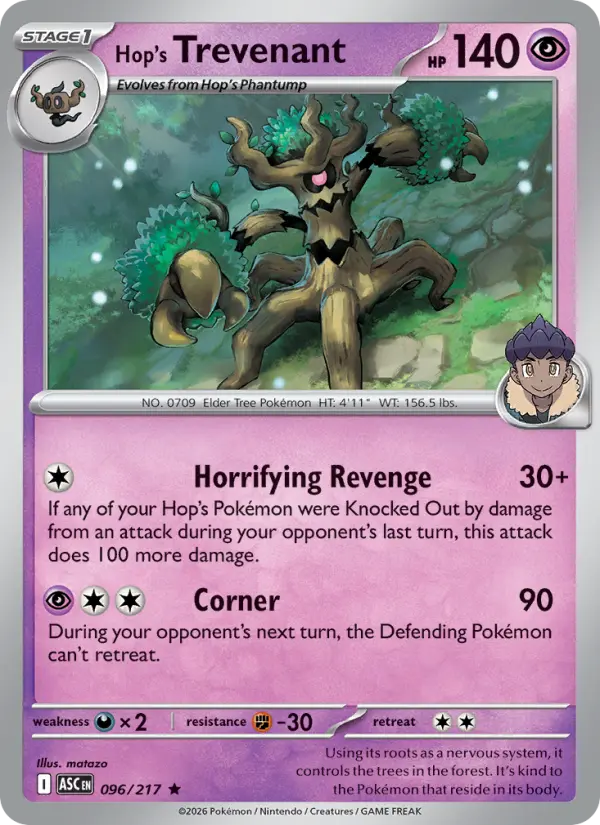 Hop's Trevenant 96 card from Ascended Heroes