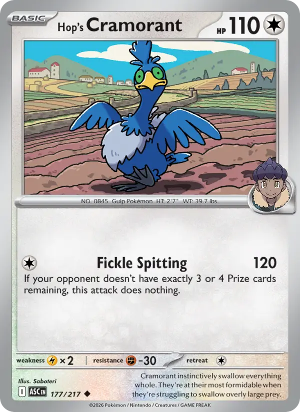 Hop's Cramorant 177 card from Ascended Heroes