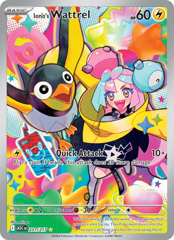 Iono's Wattrel 231 card from Ascended Heroes