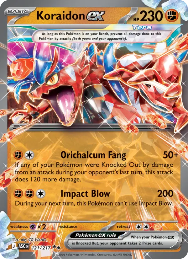 Koraidon ex 121 card from Ascended Heroes
