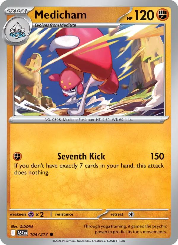 Medicham 104 — Ascended Heroes 104, Reverse Holofoil finish