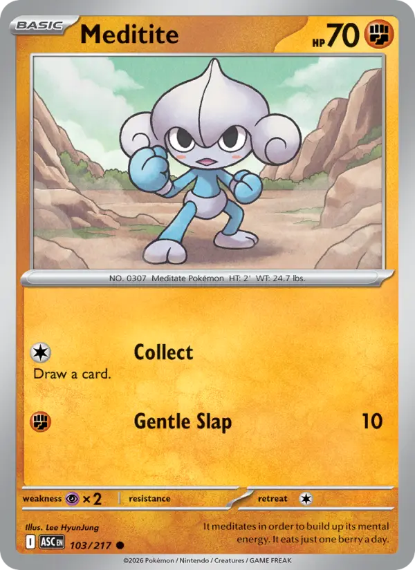 Meditite 103 — Ascended Heroes 103, Reverse Holofoil finish
