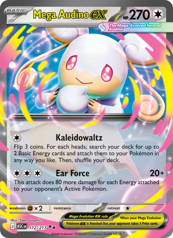 Mega Audino ex 172 card from Ascended Heroes
