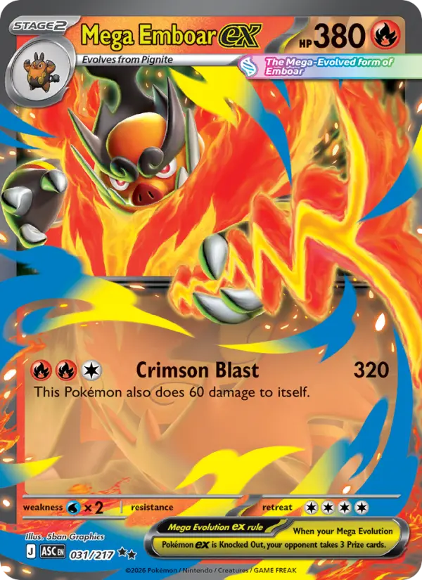 Mega Emboar ex 31 card from Ascended Heroes