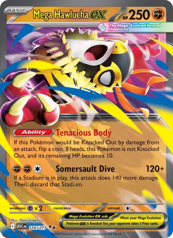 Mega Hawlucha ex 116 — Ascended Heroes 116, Holofoil finish