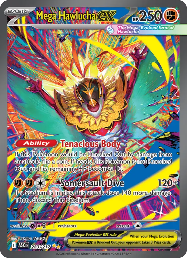 Mega Hawlucha ex 283 — Ascended Heroes 283, Holofoil finish