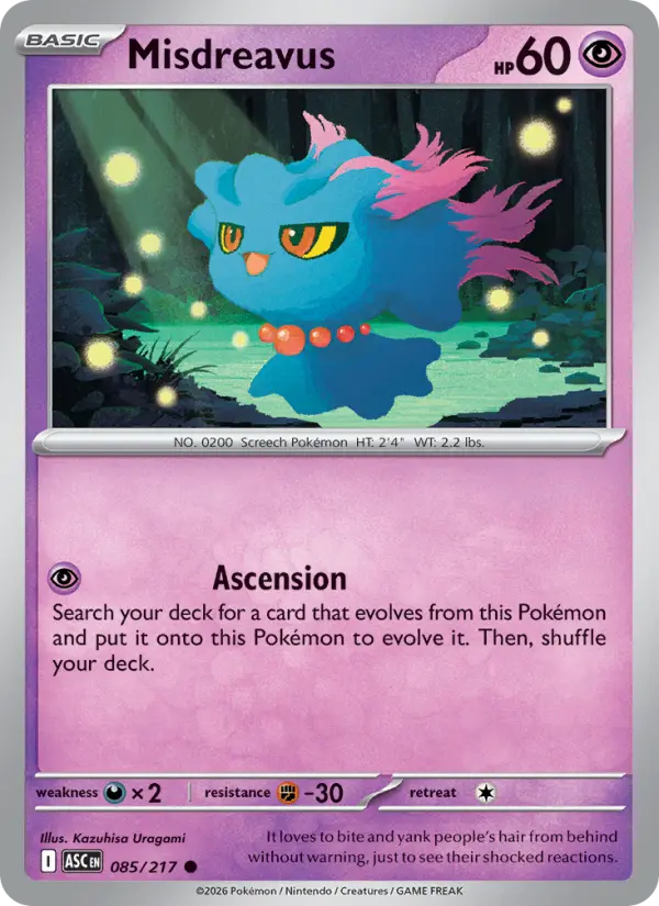 Misdreavus 85 card from Ascended Heroes
