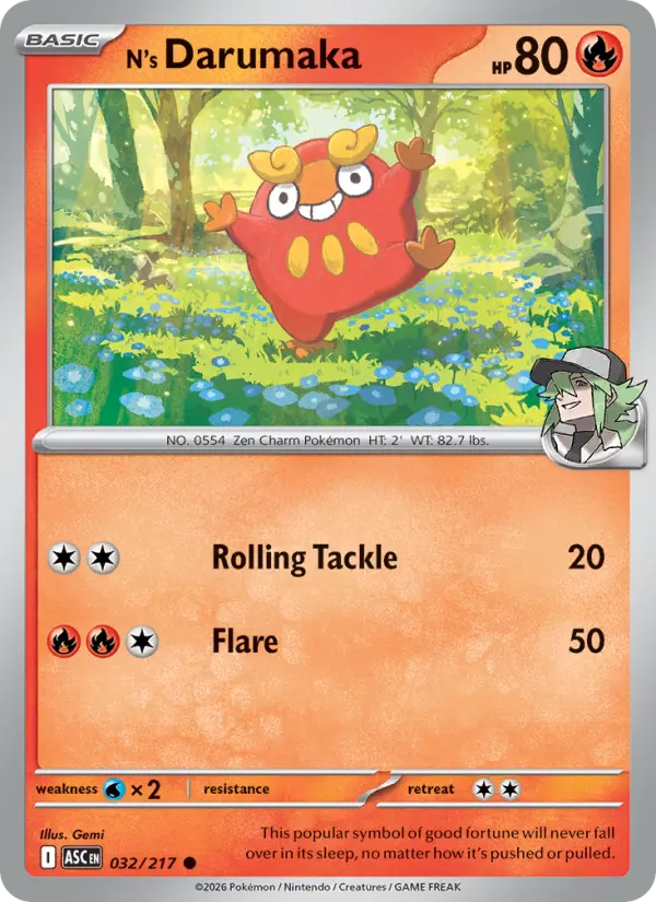 N's Darumaka 32 card from Ascended Heroes