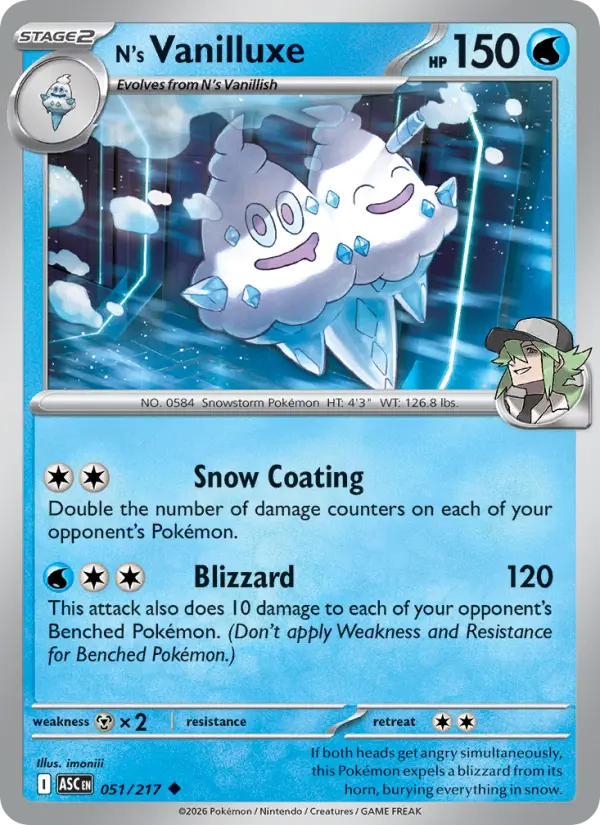N's Vanilluxe 51 card from Ascended Heroes