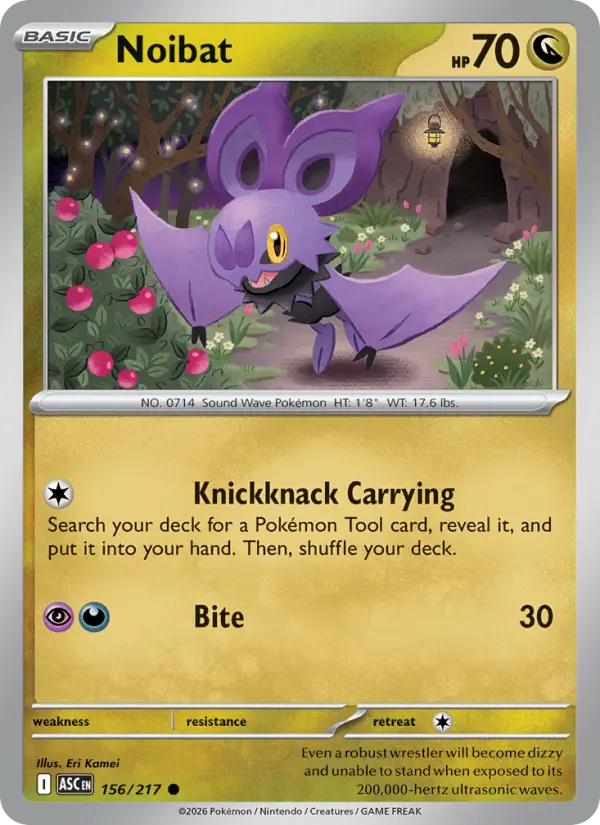 Noibat 156 — Ascended Heroes 156, Reverse Holofoil finish
