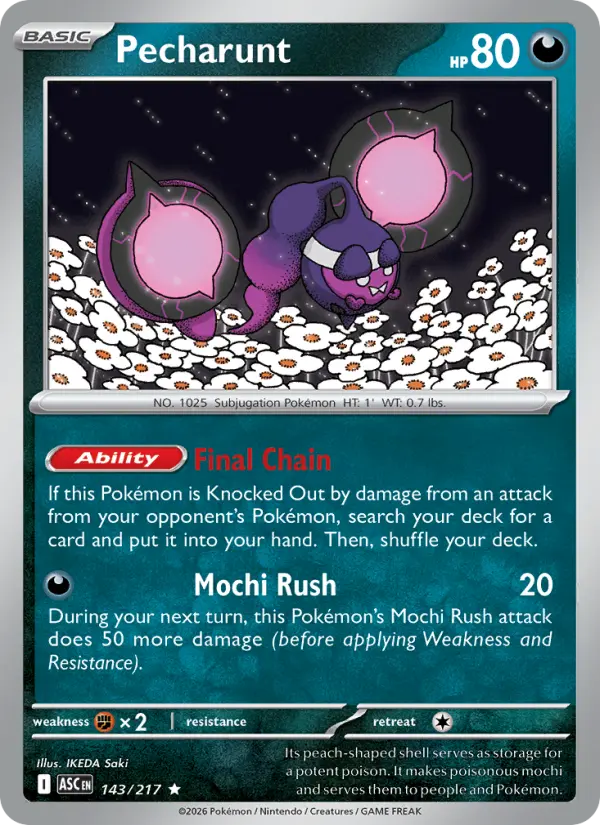 Pecharunt 143 — Ascended Heroes 143, Reverse Holofoil finish