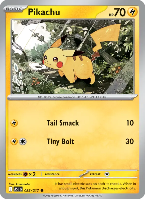 Pikachu 55 — Ascended Heroes 55, Reverse Holofoil finish