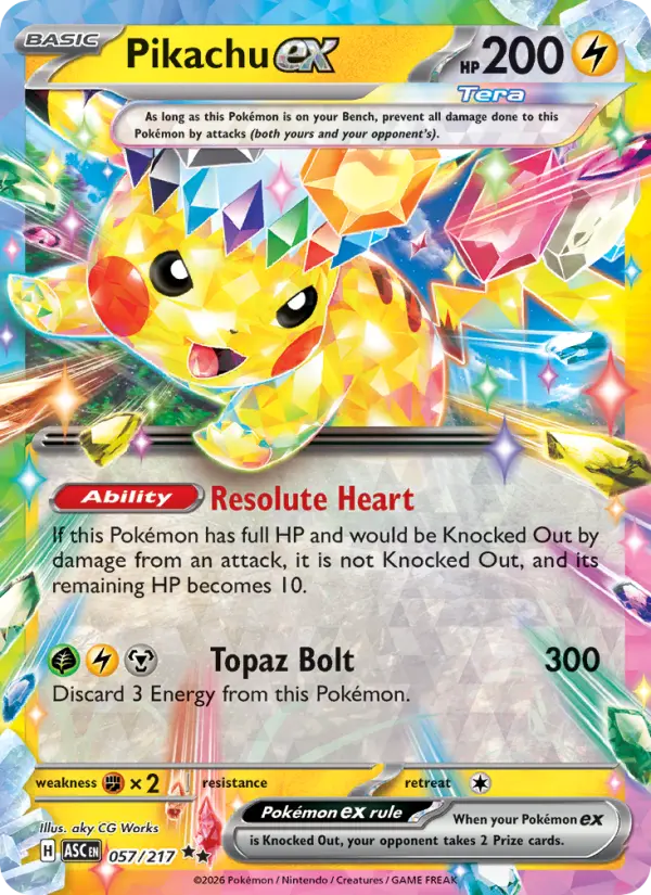Pikachu ex 57 — Ascended Heroes 57, Holofoil finish