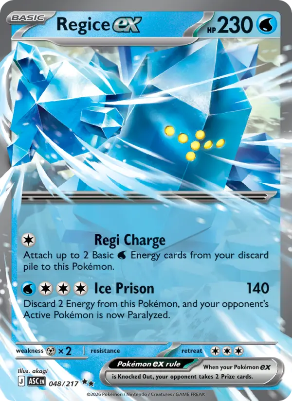 Regice ex 48 card from Ascended Heroes