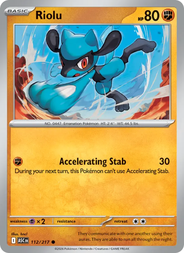 Riolu 112 — Ascended Heroes 112, Reverse Holofoil finish