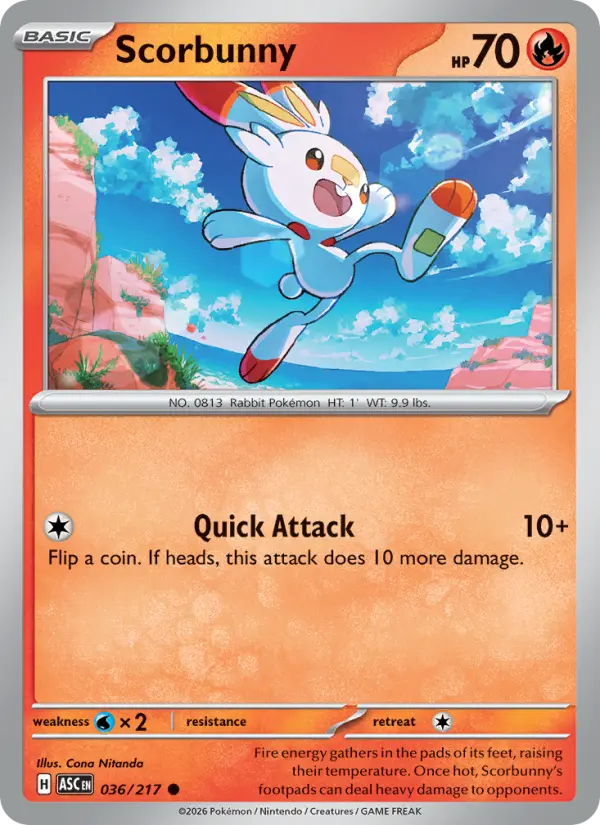 Scorbunny 36 — Ascended Heroes 36, Reverse Holofoil finish