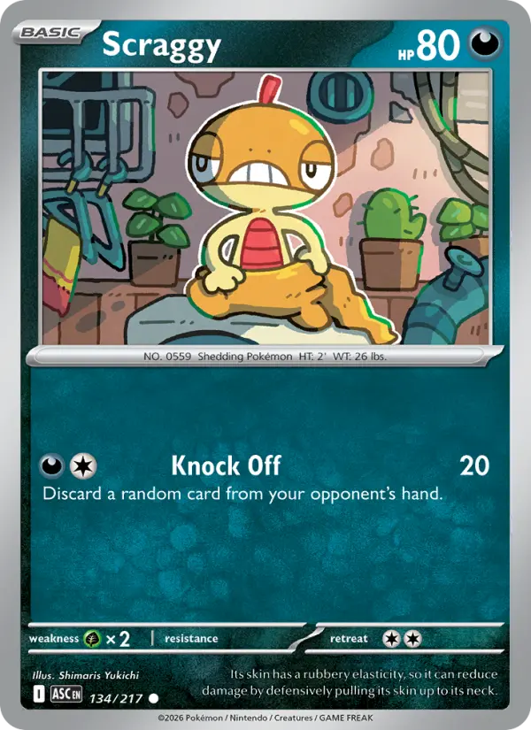 Scraggy 134 card from Ascended Heroes