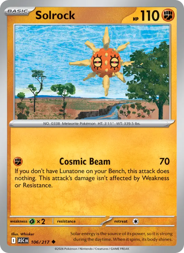 Solrock 106 — Ascended Heroes 106, Reverse Holofoil finish