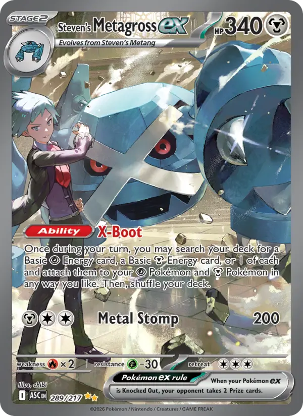 Steven's Metagross ex 289 card from Ascended Heroes