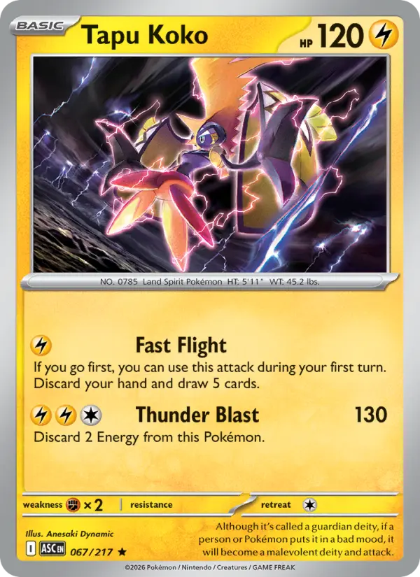 Tapu Koko 67 card from Ascended Heroes