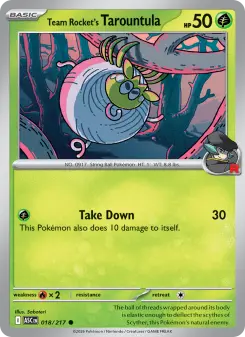 Team Rocket's Tarountula 18 — shown as an example of the Holofoil finish