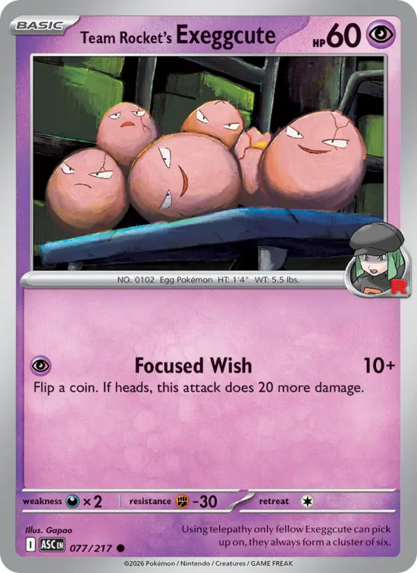 Team Rocket's Exeggcute 77 — Ascended Heroes 77, Reverse Holofoil finish