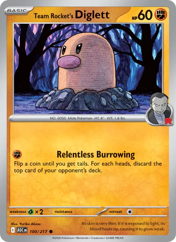 Team Rocket's Diglett 100 — Ascended Heroes 100, Reverse Holofoil finish