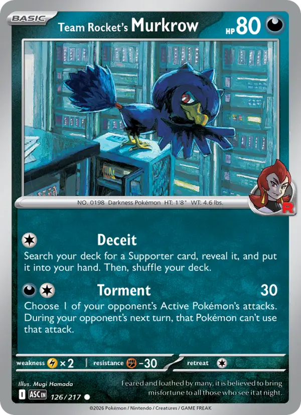 Team Rocket's Murkrow 126 — Ascended Heroes 126, Reverse Holofoil finish