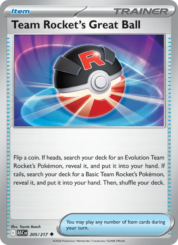 Team Rocket's Great Ball 205 — Ascended Heroes 205, Normal finish