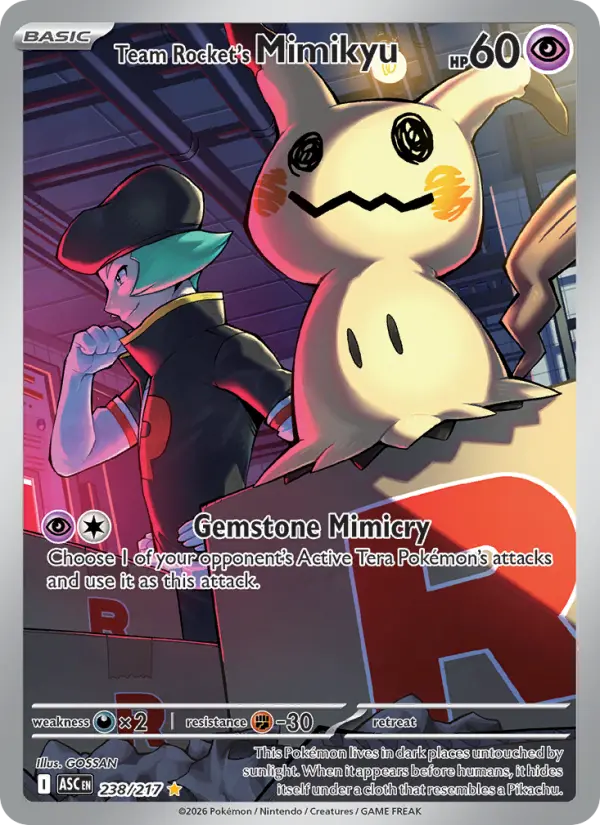 Team Rocket's Mimikyu 238 card from Ascended Heroes